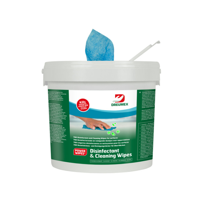 Desinfectiedoekjes Dreumex Disinfectant & Cleaning emmer 700 stuks blauw