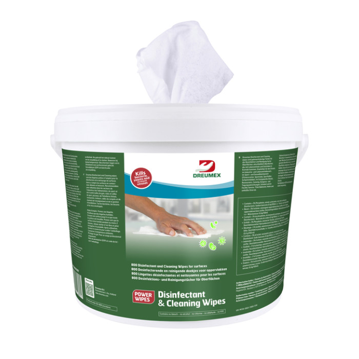 Desinfectiedoekjes Dreumex Disinfectant & Cleaning emmer 800 stuks wit