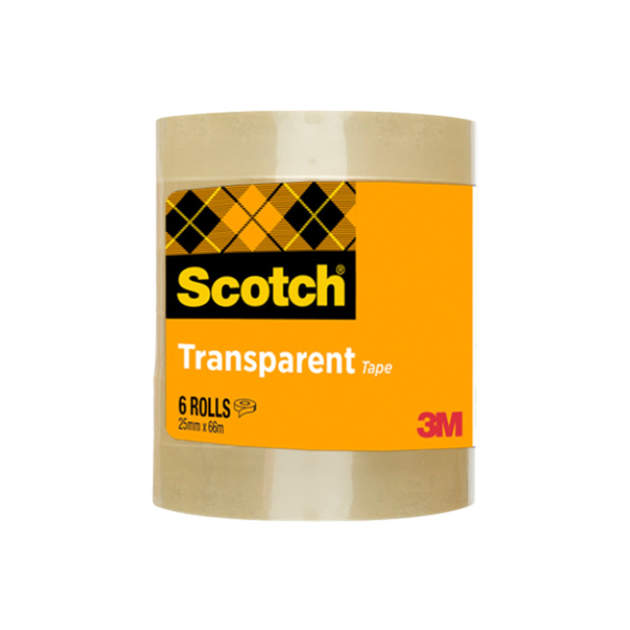 Plakband Scotch 508 25mmx66m transparant 6 rollen