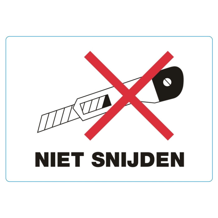 Waarschuwingsetiket IEZZY niet snijden 105x74mm 500 stuks