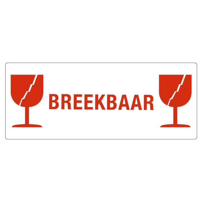 Waarschuwingsetiket IEZZY glas breekbaar 150mmx60mm 500 stuks