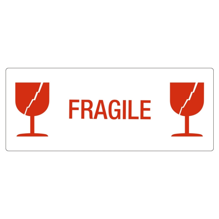 Waarschuwingsetiket IEZZY glas fragile 150mmx60mm 500 stuks