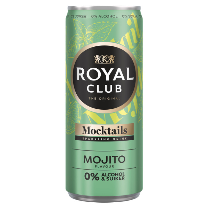 Mocktails Royal Club mojito 0% suiker en alcohol blik 250 ml