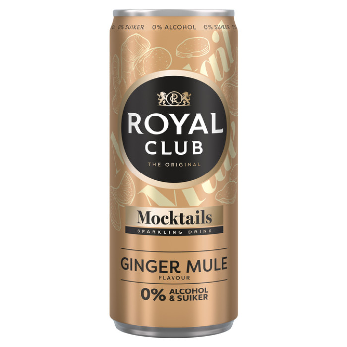 Mocktails Royal Club ginger mule 0% suiker en alcohol blik 250 ml