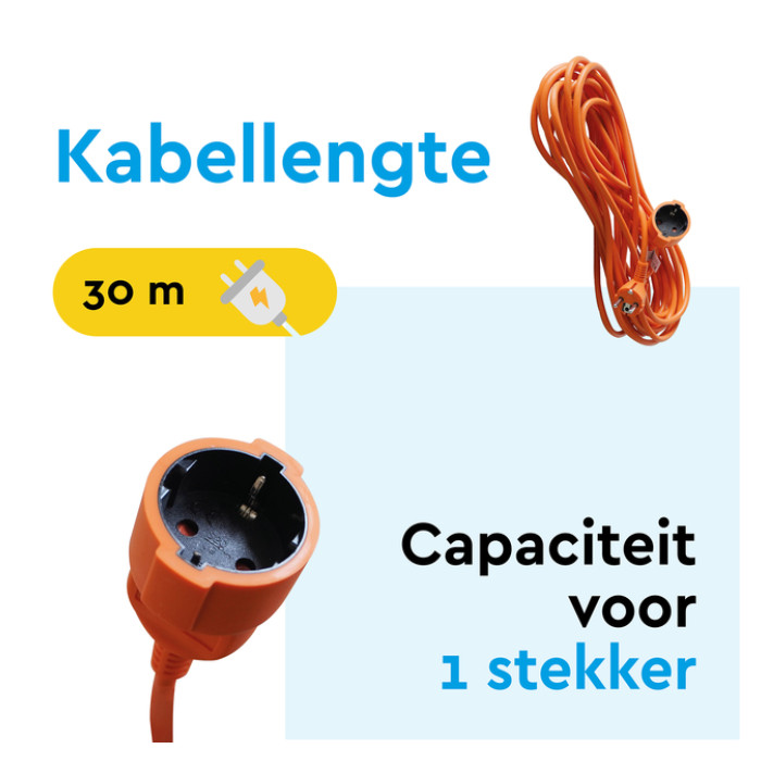 Verlengkabel BRASQ 30m oranje