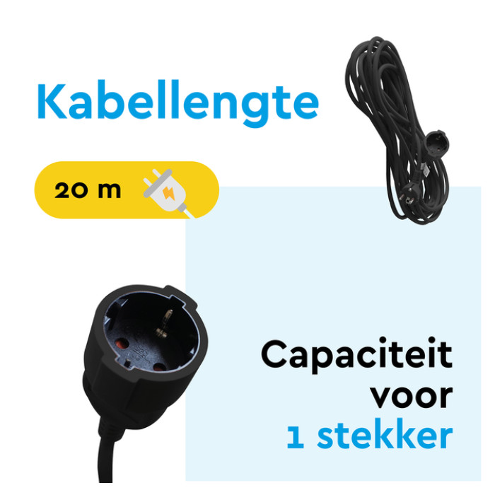 Verlengkabel BRASQ 20m zwart