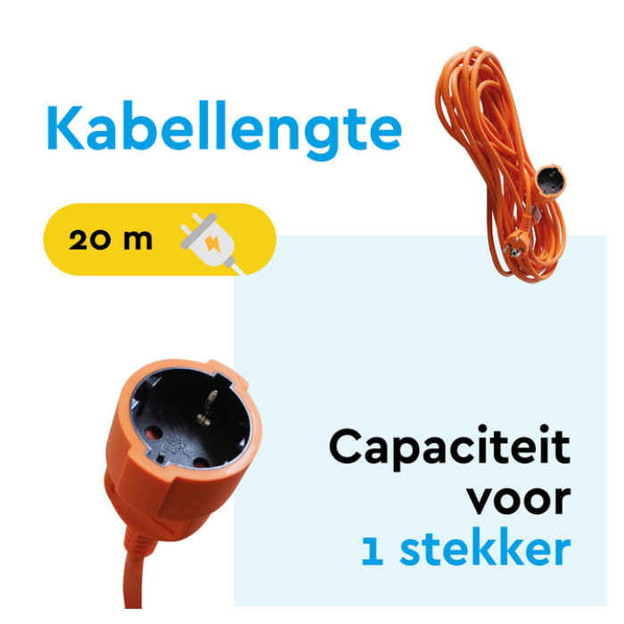 Verlengkabel BRASQ 20m oranje