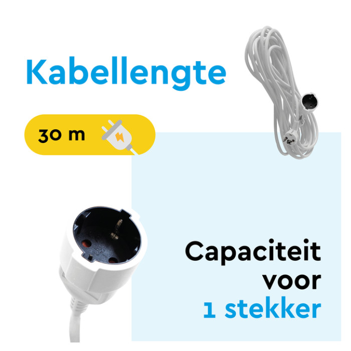 Verlengkabel BRASQ 30m wit