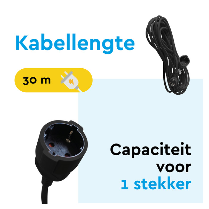 Verlengkabel BRASQ 30m zwart