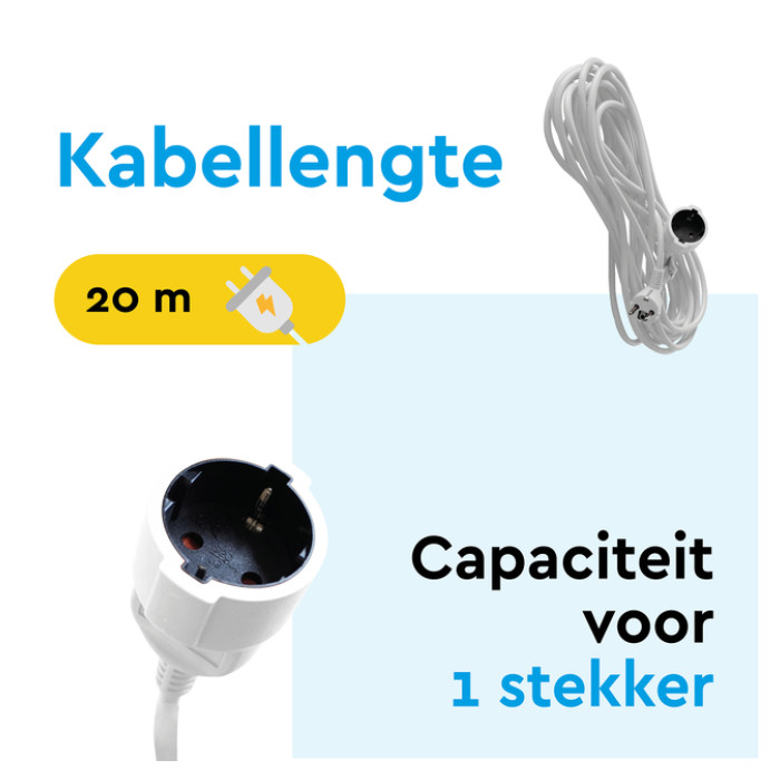 Verlengkabel BRASQ 20m wit