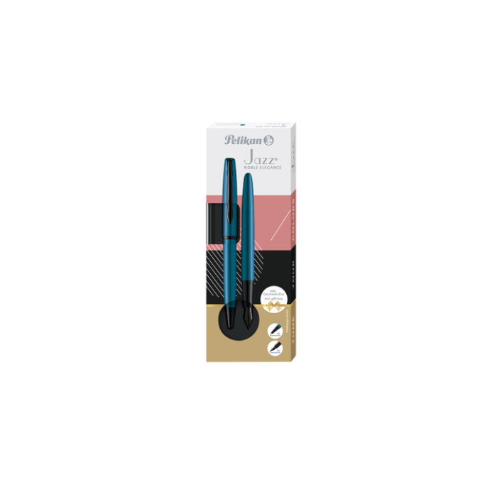 Schrijfset Pelikan Jazz Noble Elegance K36+P36 medium aquamarine