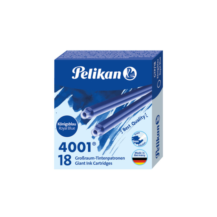 Inktpatroon Pelikan 4001 lang koningsblauw 18 stuks