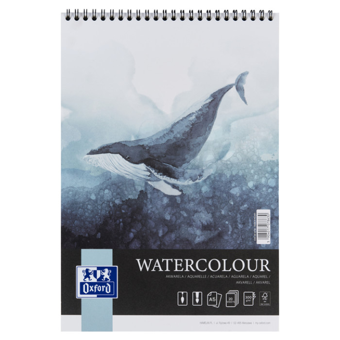 Aquarelblok Oxford Watercolour A5 20 vel 300 gram spiraal