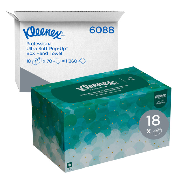 Handdoek Kleenex Ultra Pop-up Box 1-laags 226x254mm 70 vel wit 6088