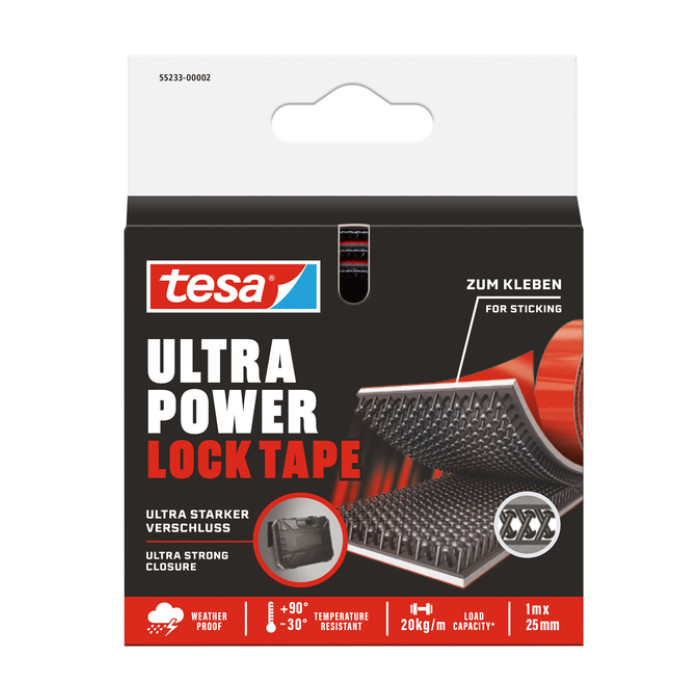 Klittenband tesa Ultra Power Lock Tape 100cmx25mm zwart