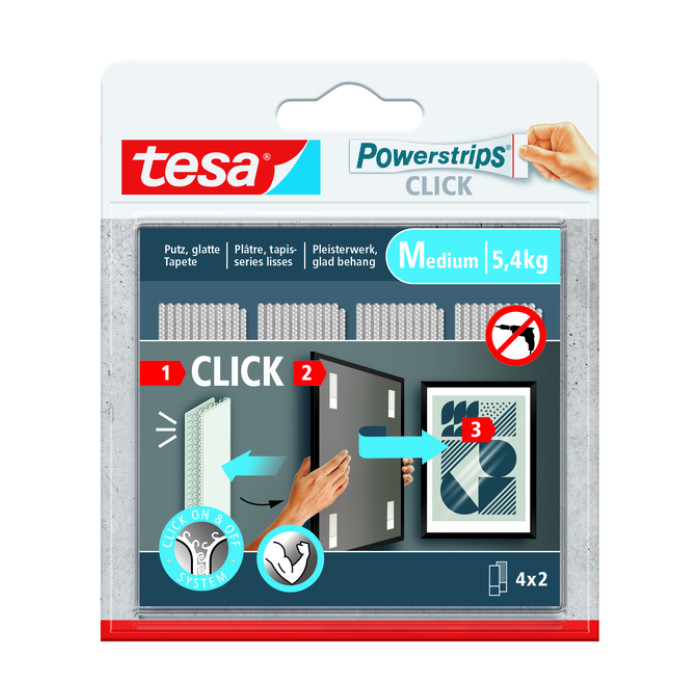 Kleefstip tesa Powerstrips Click Medium 4 paar wit