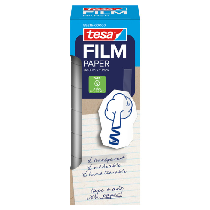 Plakband tesafilm papier 19mmx33m 8 rol