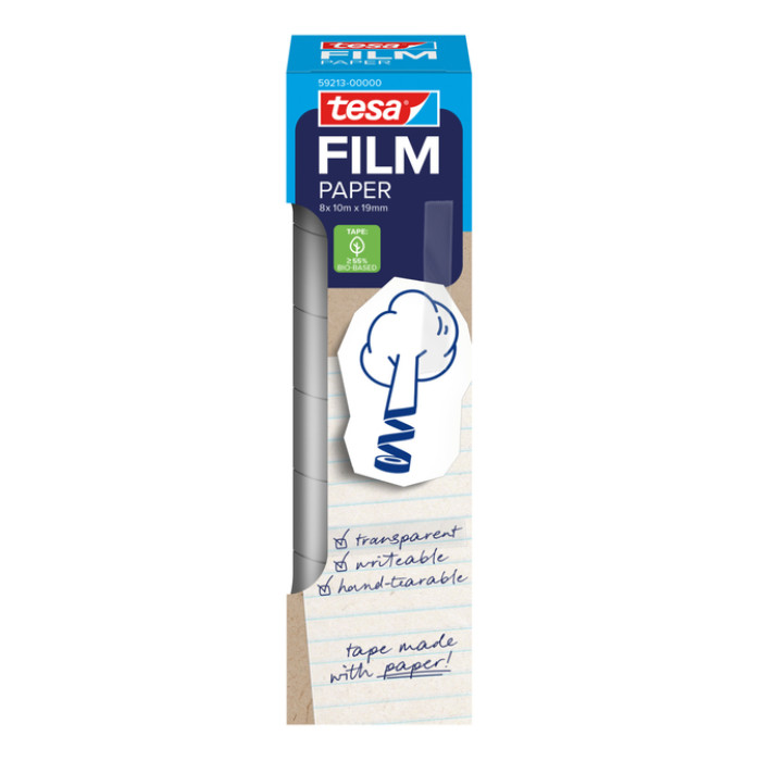 Plakband tesafilm papier 19mmx10m 8 rol