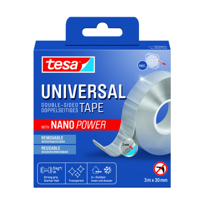 Plakband tesa Nano dubbelz 30mmx3m