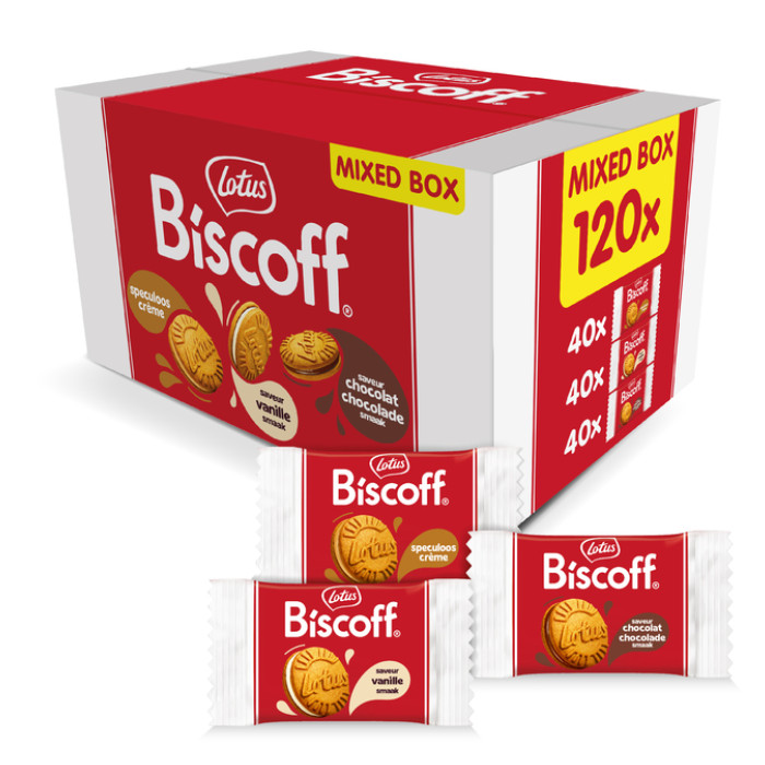 Koekjes Lotus Biscoff sandwich mix doos 120 stuks