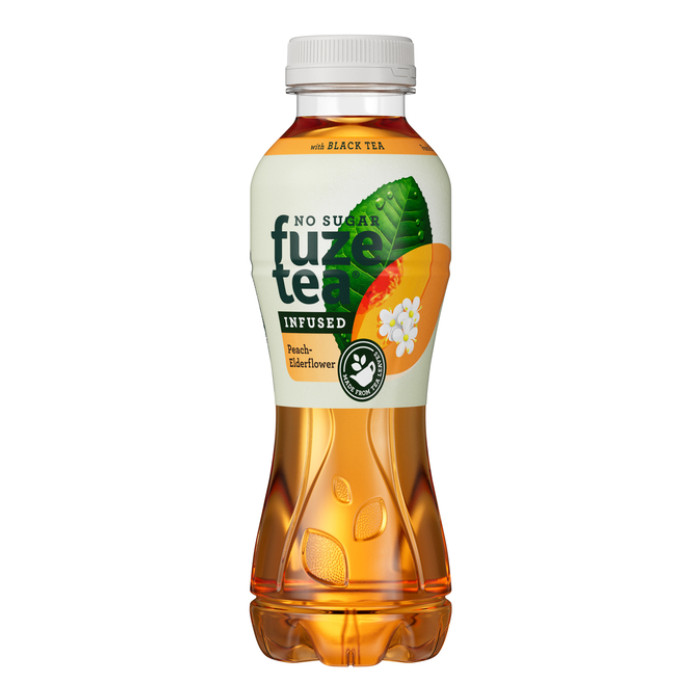 Frisdrank Fuze Tea peach elderflower suikervrij fles 400ml