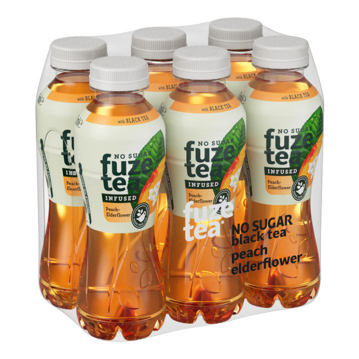 Frisdrank Fuze Tea peach elderflower suikervrij fles 400ml