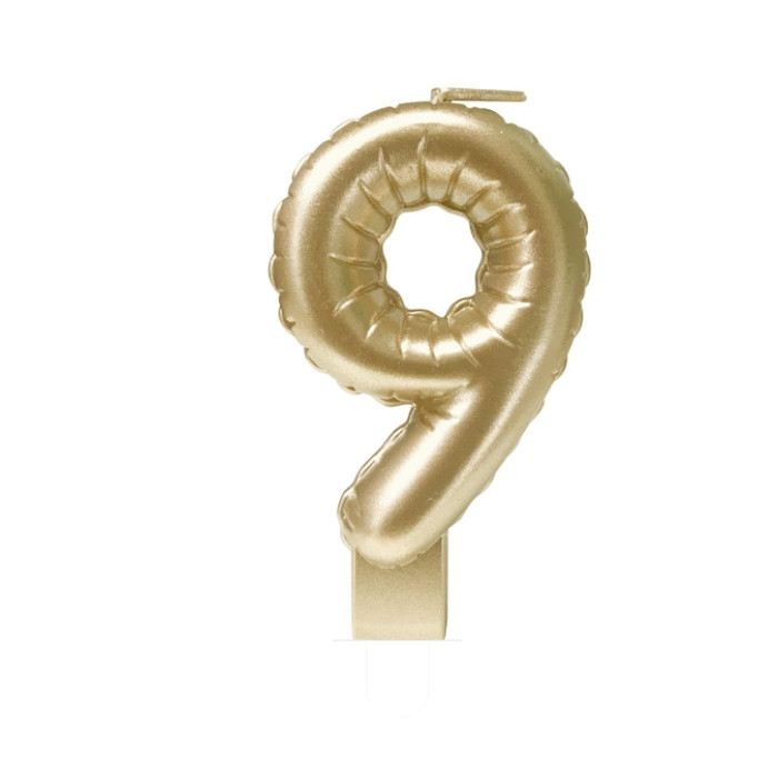 Foil balloon candle gold 9