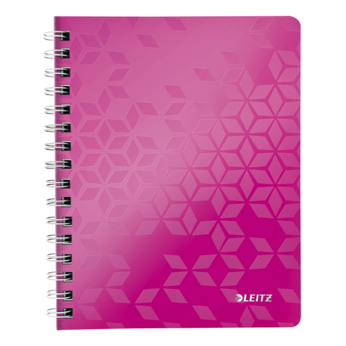 Notitieboek Leitz WOW A5 spiraal PP lijn roze