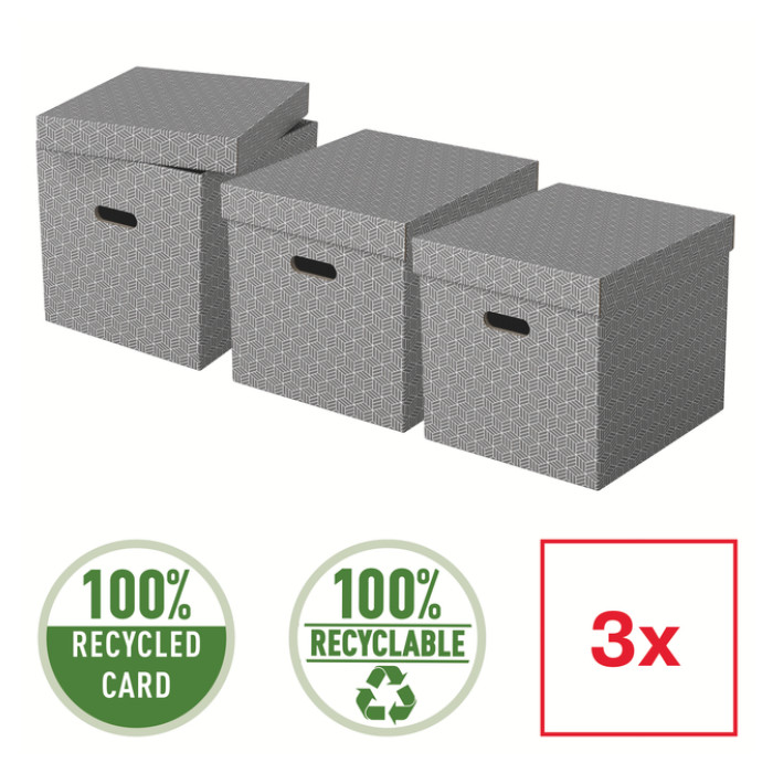 Opbergdoos Esselte home kubus 320x315x365mm grijs 3 stuks