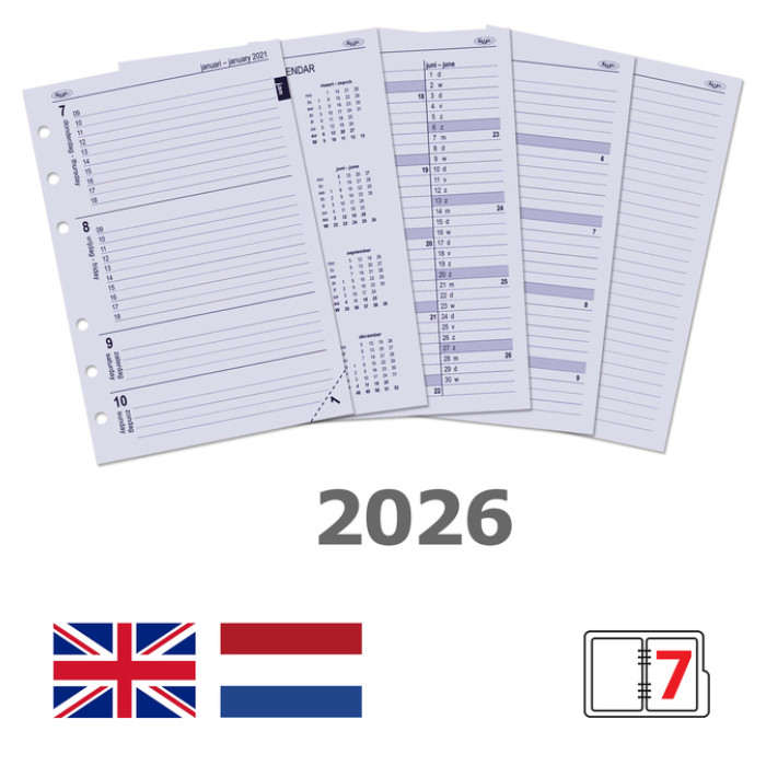 Agendavulling 2026 Kalpa A5 7dagen/2pagina's