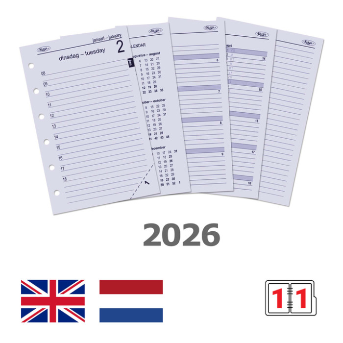 Agendavulling 2026 Kalpa Pocket 1dag/1pagina