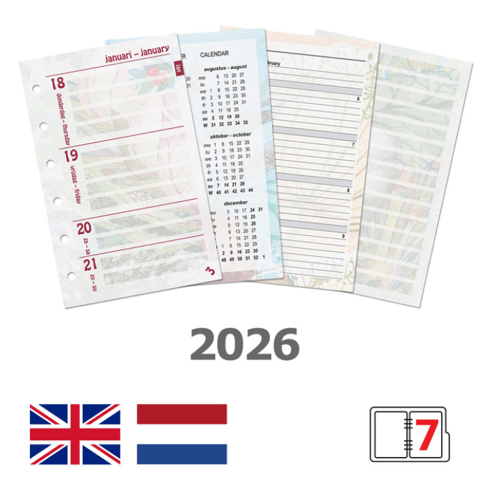 Agendavulling 2026 Kalpa Pocket bloemen 7dagen/2pagina's