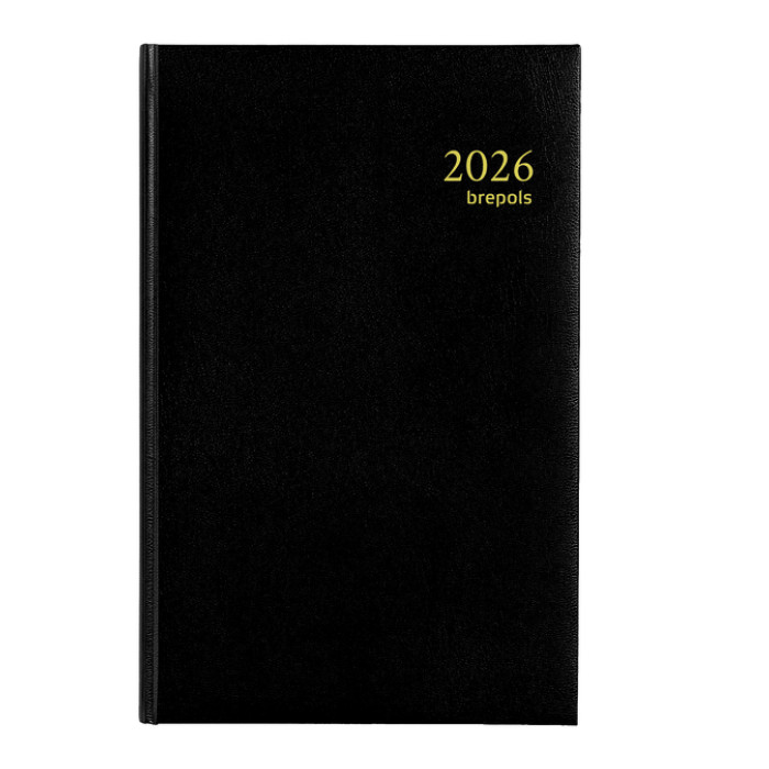 Agenda 2026 Brepols Saturnus Luxe 1dag/1pagina zwart