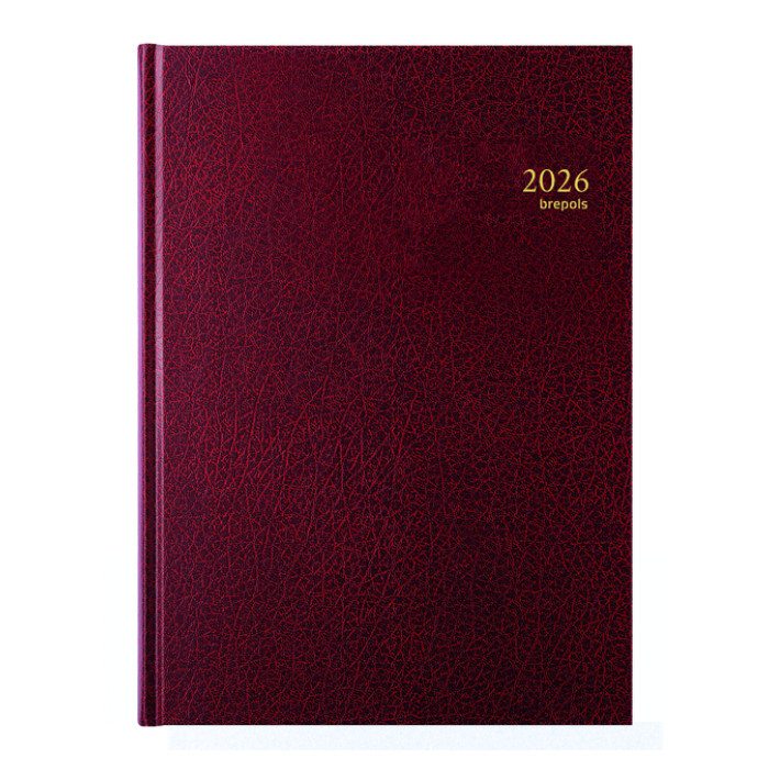 Agenda 2026 Brepols Bremax Santex A4 1dag/2pagina's 8 kolommen bordeaux