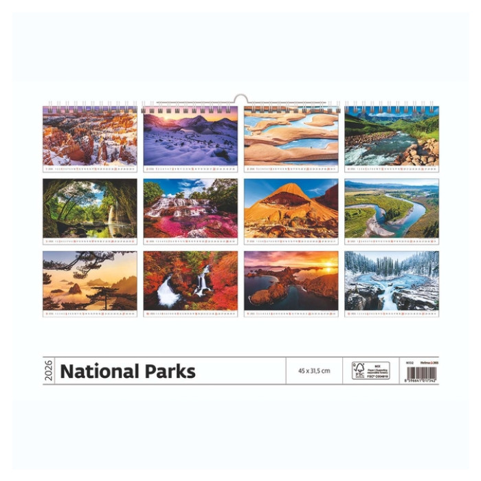 Kalender 2026 Helma 365 31.5x45cm Nationale parken