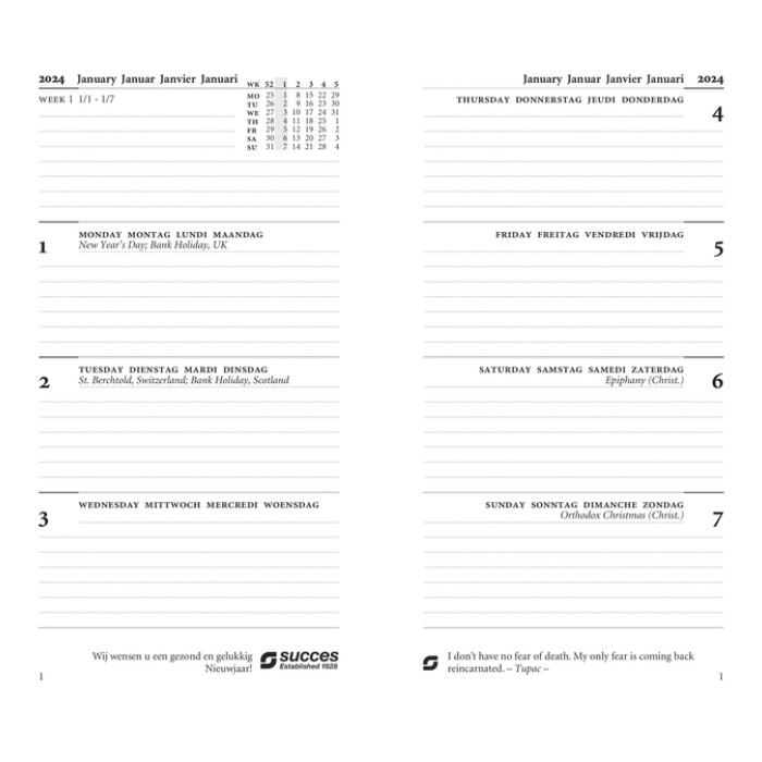 Calendarium 2026 Succes Standard 7dagen/2pagina's