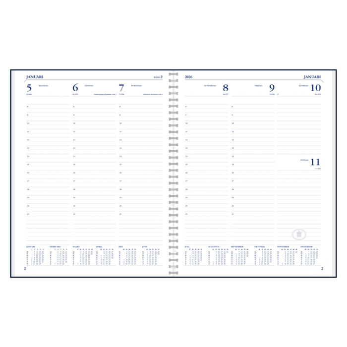 Agenda 2026 Ryam Weekplan Wire-o 7dagen/2pagina's zwart