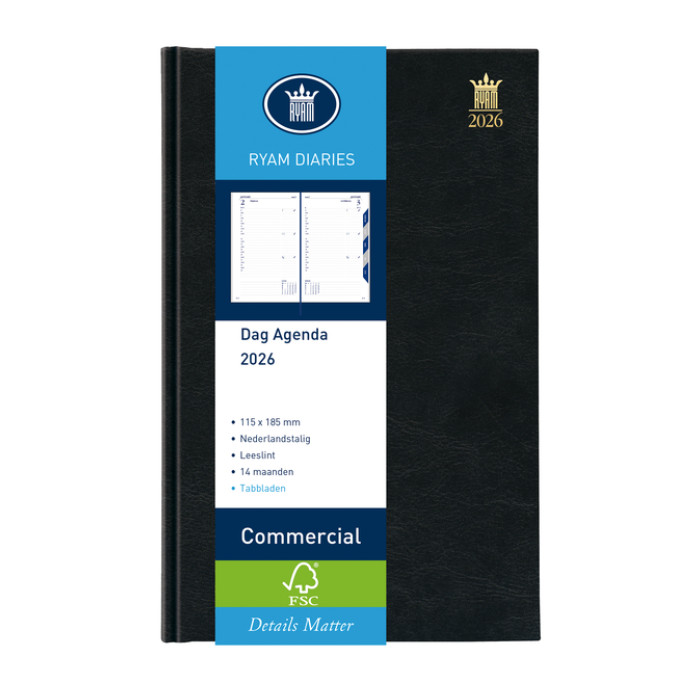 Agenda 2026 Ryam Commercial Mundior 1dag/1pagina zwart