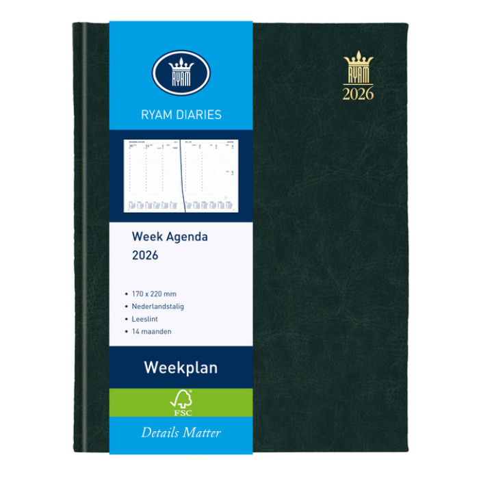 Agenda 2026 Ryam Weekplan Mundior 7dagen/2pagina's zwart