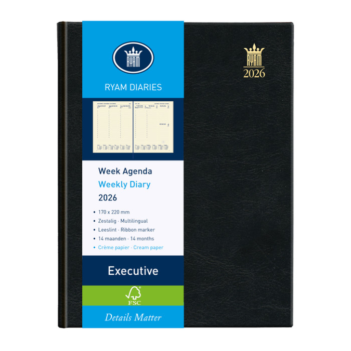 Agenda 2026 Ryam Executive Mundior 7dagen/2pagina's zwart