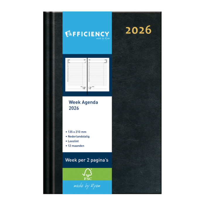 Agenda 2026 Ryam Efficiency Baladek 7dagen/2pagina's zwart