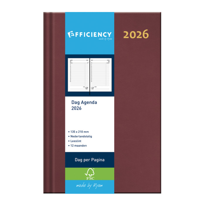 Agenda 2026 Ryam Efficiency Baladek 1dag/1pagina bordeaux
