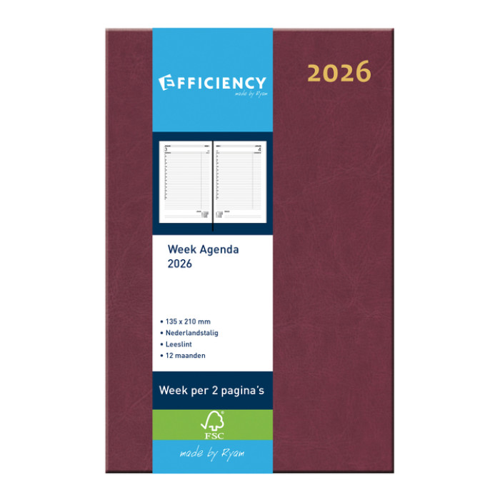 Agenda 2026 Ryam Efficiency Baladek 7dagen/2pagina's bordeaux