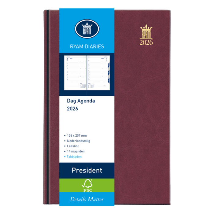 Agenda 2026 Ryam President 1dag/1pagina bordeaux