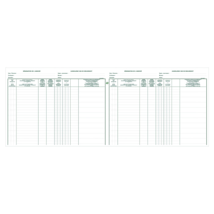 Register Piqure aandeelhouder BVBA/ SPRL 320x240mm 80vel groen