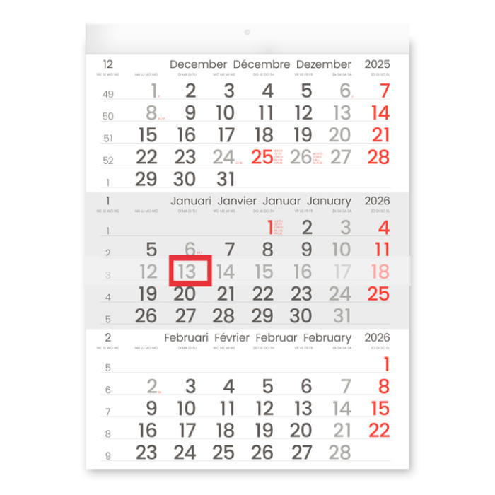 3-Maandkalender 2026 INNI Manager compact-formaat