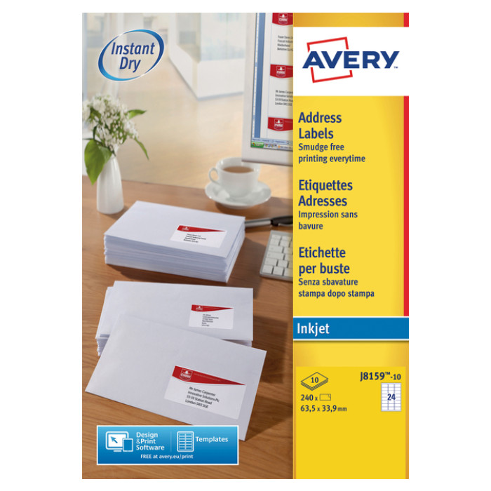 Etiket Avery J8159-10 63.5x33.9mm wit 240 etiketten