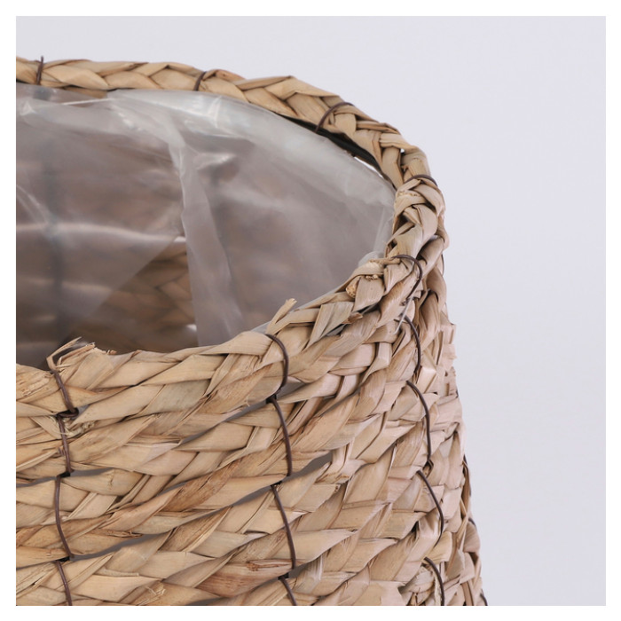 Plantenmand Mica Avalon zeegras rond lichbruin 31x30cm