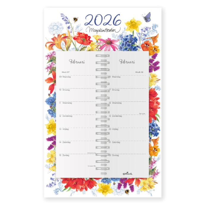 Kalender 2026 Marjolein Bastin Bloemen Schild 7dagen/1pagina