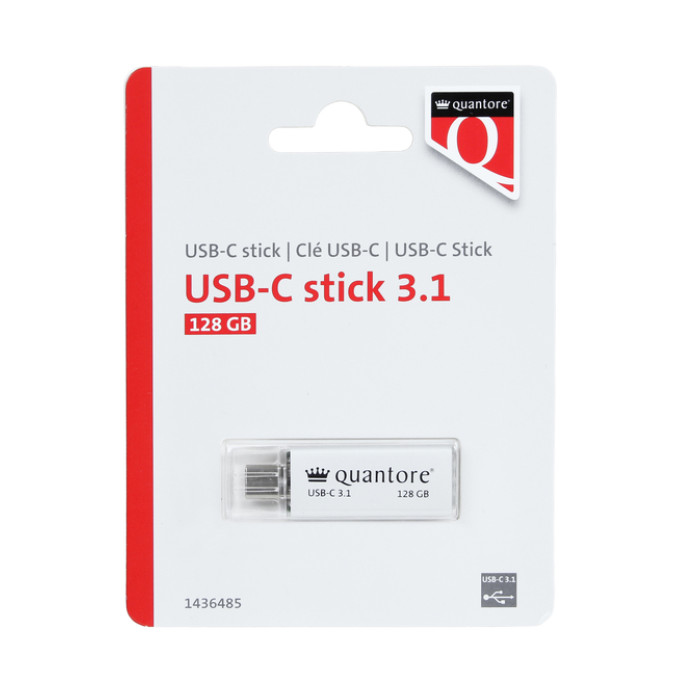 USB-stick Quantore USB-C 128GB 3.1 zilver